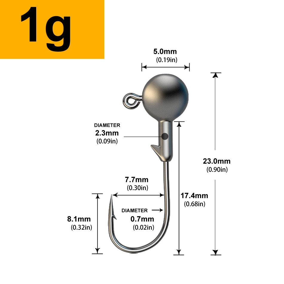 MrLurion 30pçs 1g 2g 3g 5g 10g 14g 18g 22g 25g 28g Anzol tipo jig head, anzol redondo para iscas soft e crank