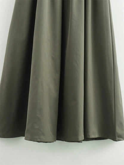 MUJER Zipper Long Dress Woman Pleated Sleeveless Bodycon Dress Summer Elegant Party Dresses For Women 2025 New Midi Dresses