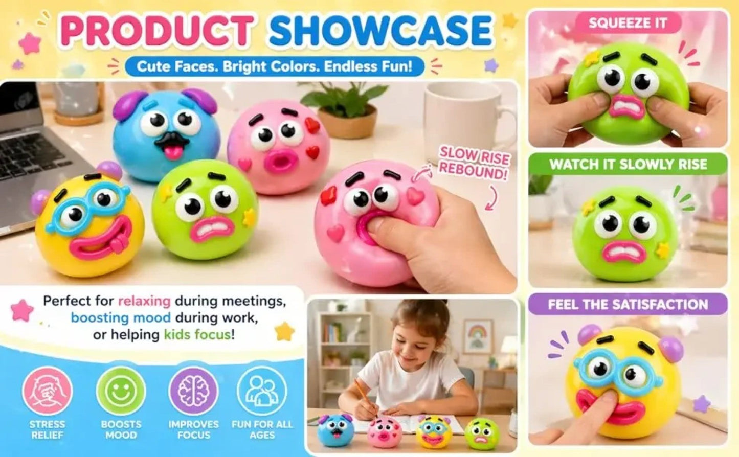 2026 New Dog Face Swap Squishy Toy, Soft Slow Rise Squeeze Toy, Moldable Stress Relief Sensory Toy for Anxiety Relief