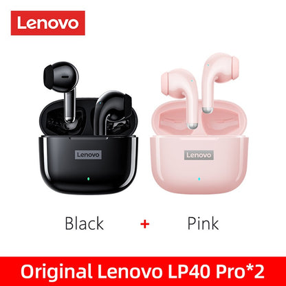 Fone de Ouvido TWS Original Lenovo LP40 Pro 100% Sem Fio Bluetooth 5.1 Esportivo com Redução de Ruído Controle de Toque 250mAh Novo 2022