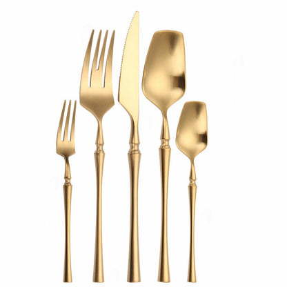 Conjunto de Talheres Matte Dourado Garfos Colheres Facas Conjunto de Talheres Aço Inoxidável Dourado Prata com Garfo de Bolo