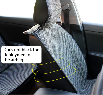SEAMETAL Flax Car Seat Cover Breathable Sweatproof Linen Car Seat Cushion with Backrest Pad 4-Season Universal for 98% Vehicles