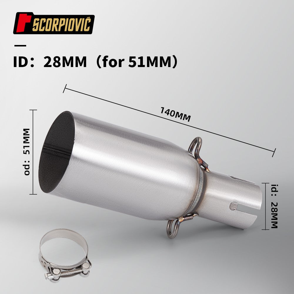 Motorcycle Universal Exhaust Mid Pipe OD 51mm ID 28-45mm Slip On Adapter Pipe Fit Most Motorbike Exhaust Mod