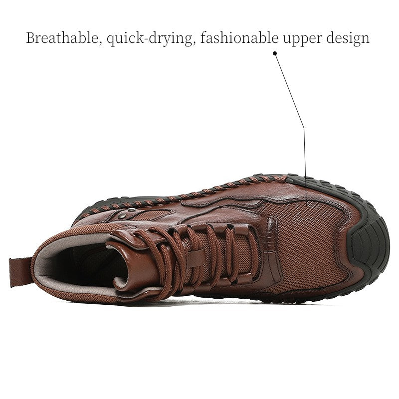 New Autumn Handmade Leather Men Boots Outdoor Design Sneakers Man Breathable Casual Leather Shoes Men Ankle Boots Fall Plus Size