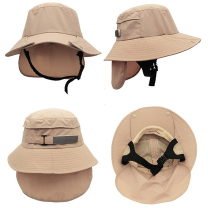 UPF50+ Men Surfing Hat Wide-brimmed Surf Cap Men Hat Breathable Brim Sunshade Quick-drying Beach Cool Cap Windproof Bucket Hat