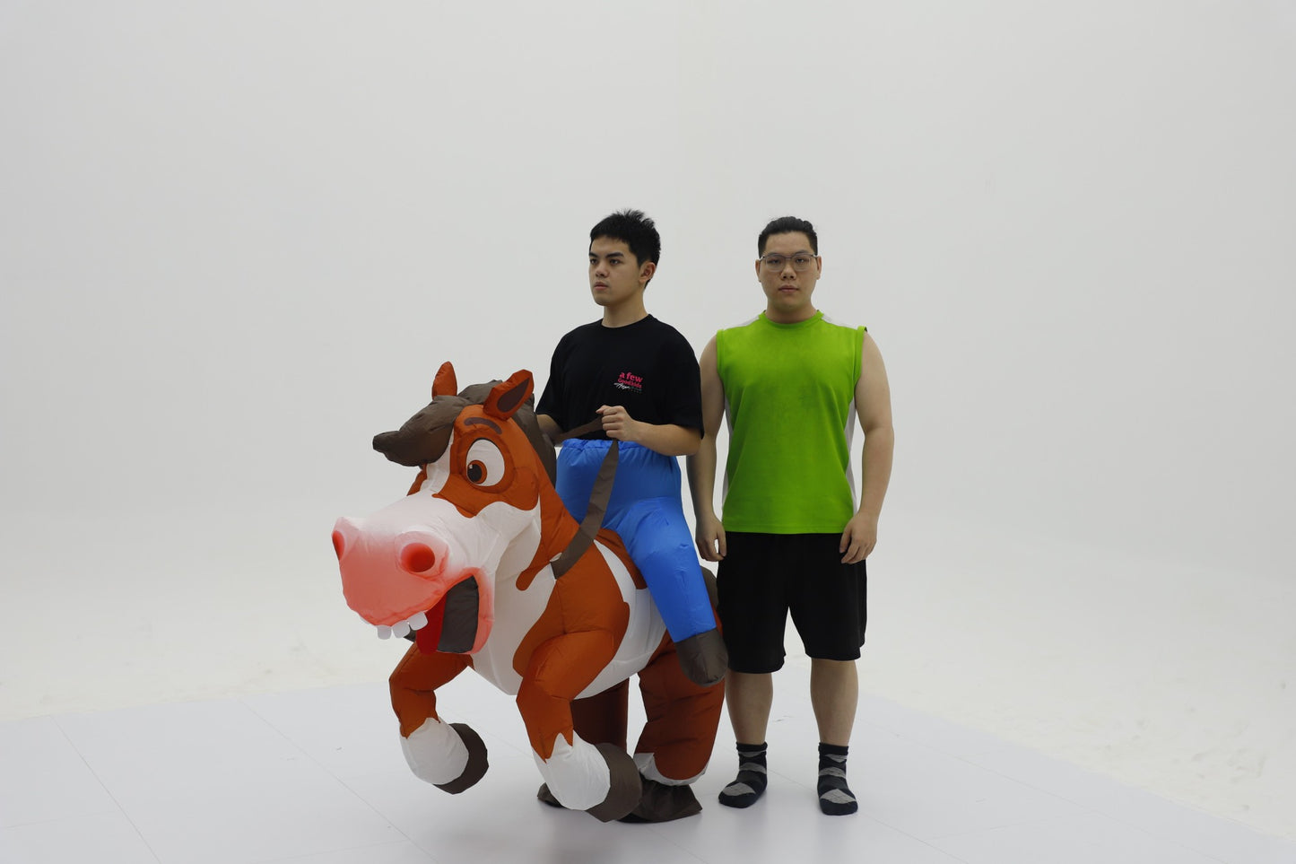 Funny Ride on Horse Inflatable Costume Adult Male Female Role Play Halloween Birthday Mascot Party Set
