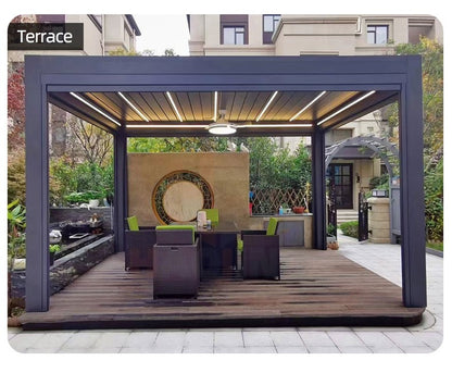 Outdoor Garden Gazebo Sun Room Waterproof Aluminum Pavillion 4x3 3x6 Electric Metal Louvred Pergola Bioclimatica roof Customized
