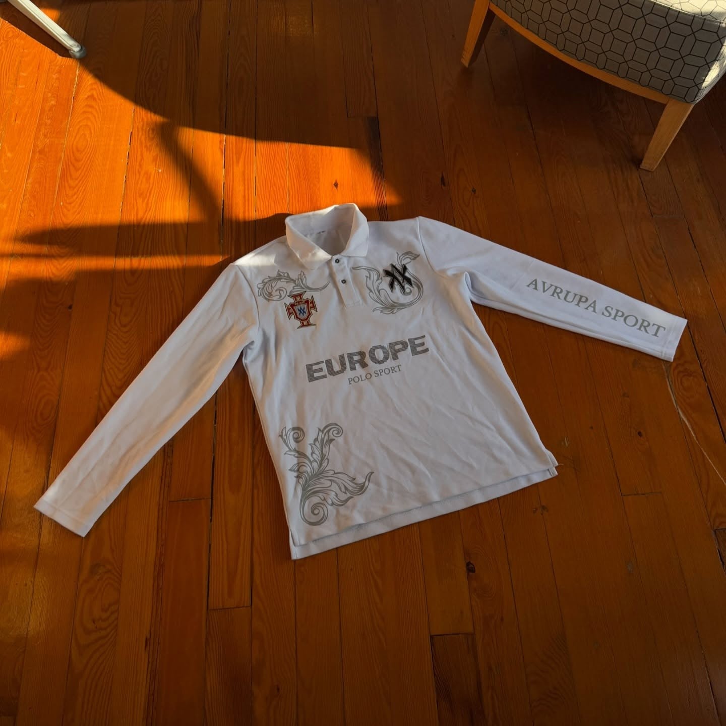Retro Long Sleeve Polo Shirt Y2k Casual Loose Letter Pattern Embroidery T Shirts Street Sweatshirt Men Cotton Jersey Lapel Golf