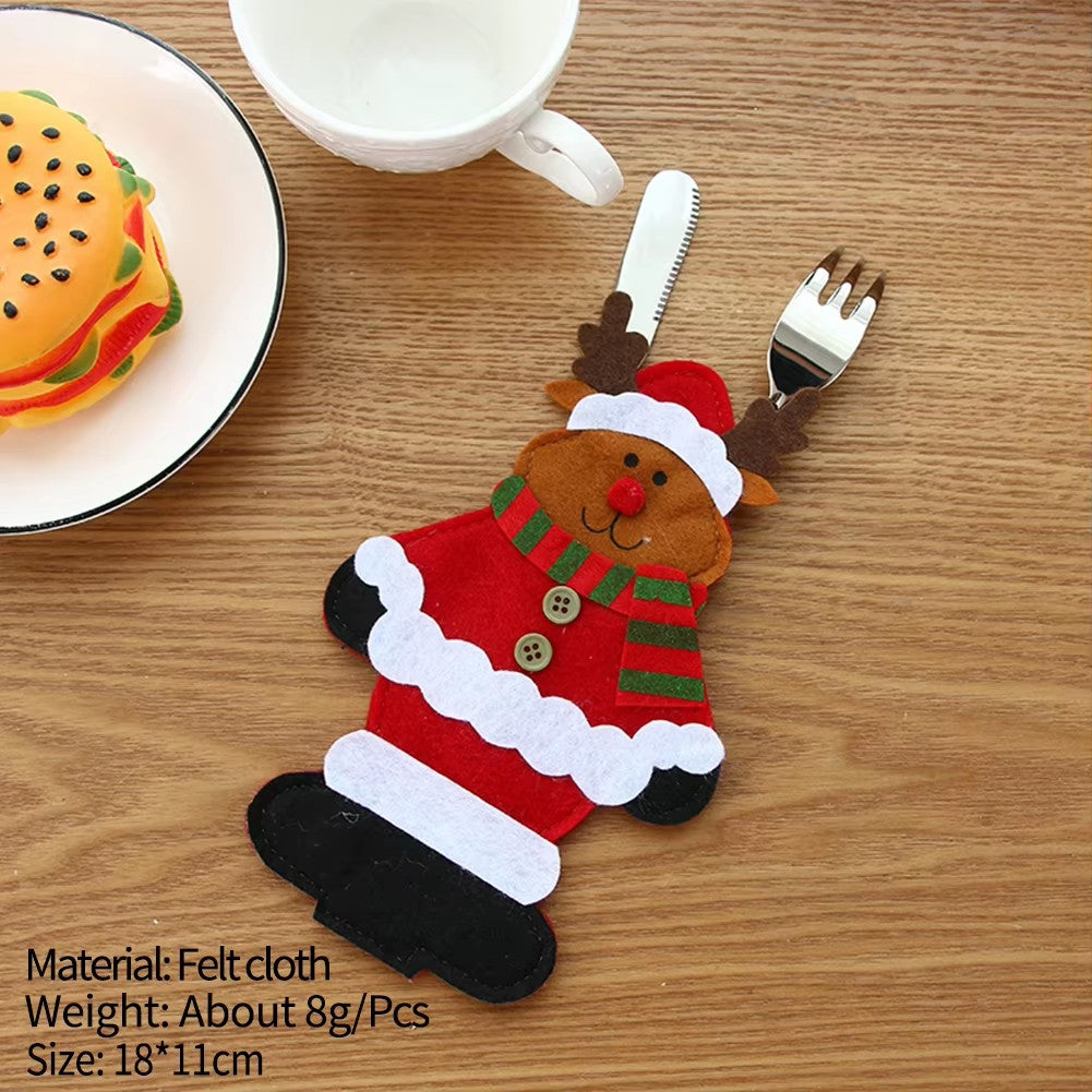 1/3pc Christmas Cutlery Set XMAS Elder Snowman Elk Doll Knife Fork Cutlery Set Cloth Art Knife And Fork Set Decoration For XMAS
