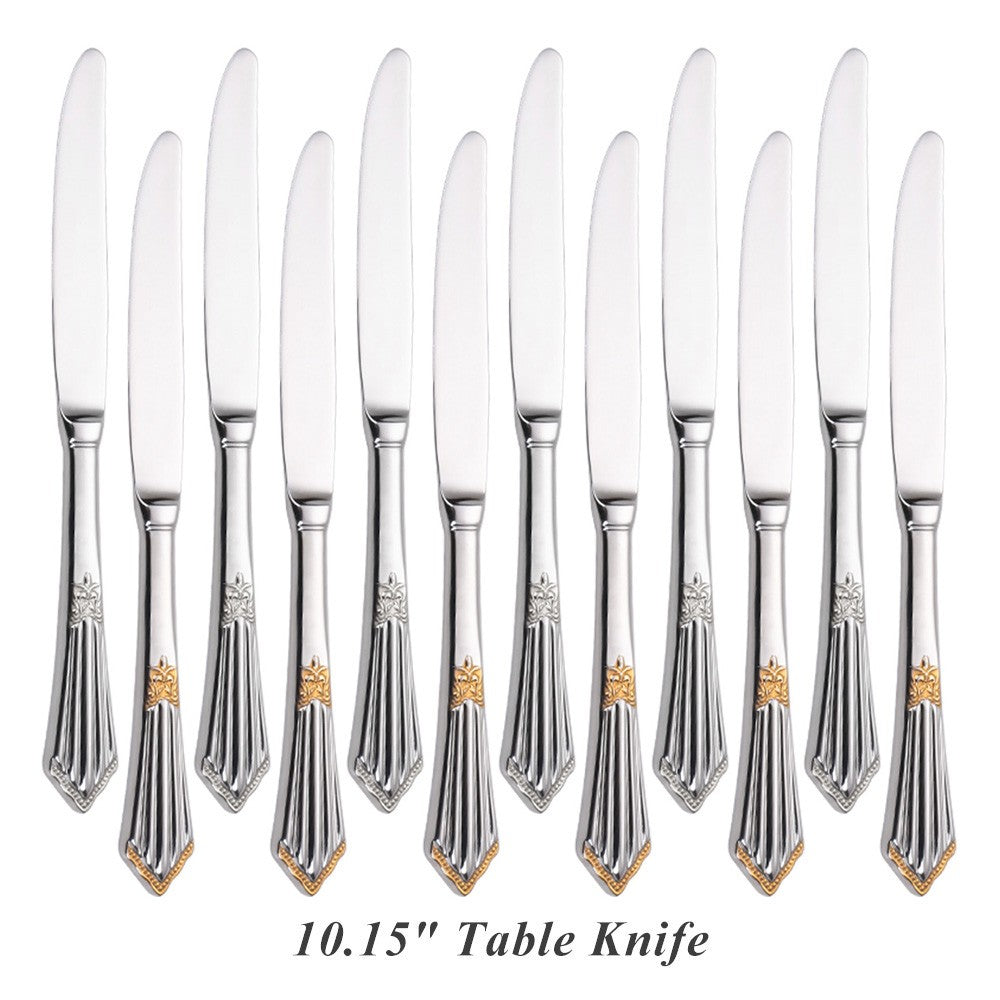 Conjunto com 6 Facas de Mesa Royal Polido Espelhado Apropriado para Máquina de Lavar Louça, Uso Doméstico, Cozinha e Bar