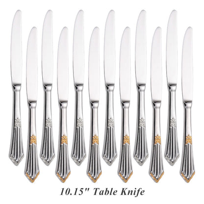 Conjunto com 6 Facas de Mesa Royal Polido Espelhado Apropriado para Máquina de Lavar Louça, Uso Doméstico, Cozinha e Bar