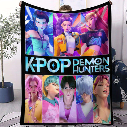 1 cobertor de flanela k-pop Demon Hunters Huntrix Cobertor macio e quente de qualidade Cobertor de inverno infantil para sofá cama Macio e fofo
