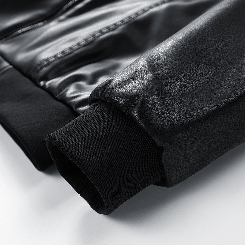 Leather Jacket Men Coats Windproof Oversized 6XL 7XL 8XL Plus Size Autumn Motorcycle Travel Fleece Black Zipper Winter Overcoat