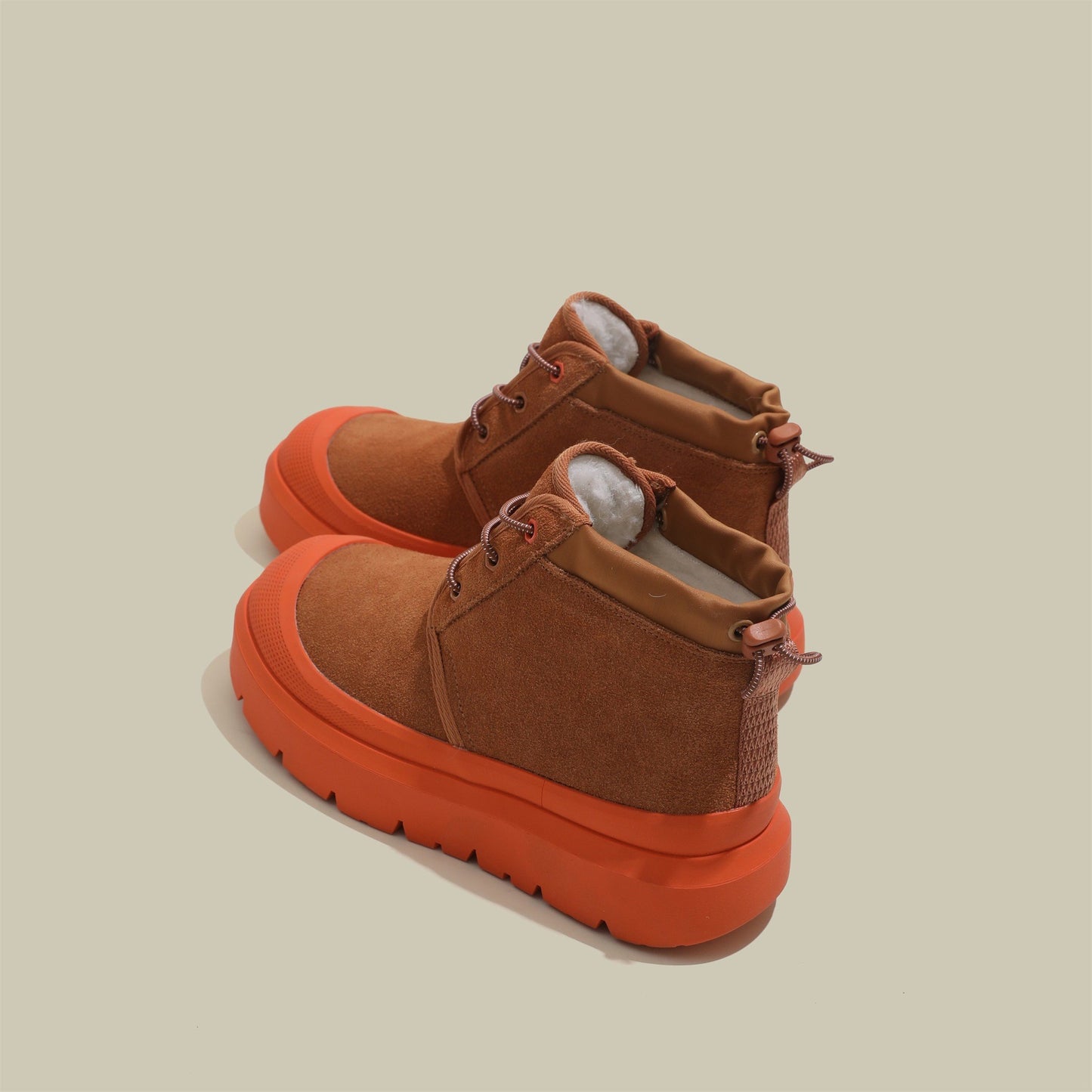 Fujin 4cm New Synthetic Suede Genuine Leather Spring Autumn Ankle Booties Chunky Sneakers High Brand Big Size Plush Women Shoes