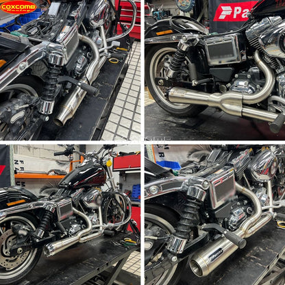 Slip On Exhaust Muffler System Motorcycle Complete Exhaust Pipe For Harley Dyna Street Bob FXDB FXDBB FXDBP FXDBI Limited FXDBC