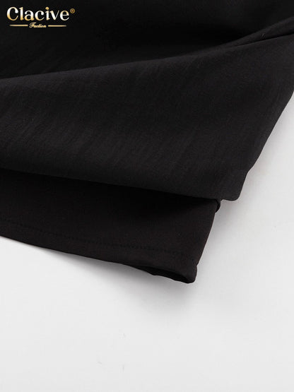 Clacive Fashion Loose Balck Women Skirt Casual High Waist Ankle Length Skirts El