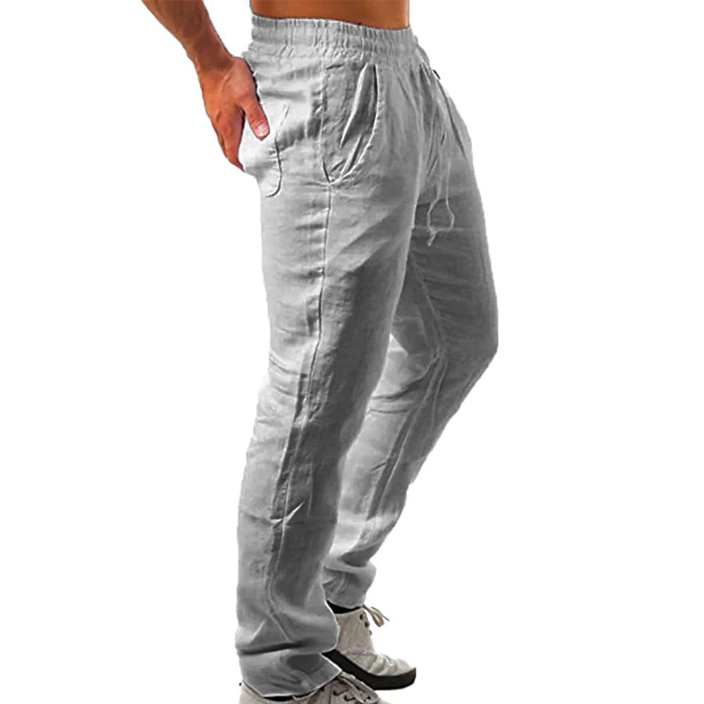 Korean Summer Men's Cotton Pants New Breathable Solid Color Comfortable Pants Fitness Yoga Jogging Sweatpants Streetwear