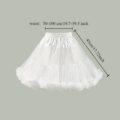 Woman Tutu Skirt Petticoat Crinoline Underskirt Fluffy Pettidress Ladies Puffy Tutu White Luxury Skirt Wedding Dress Bottom Loli