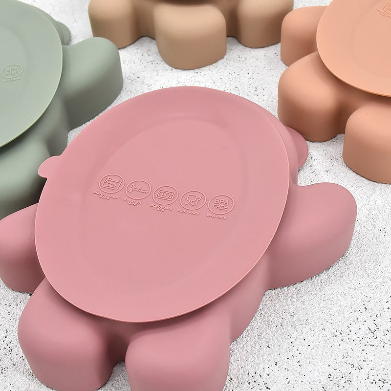 Children's Dishes Baby Silicone Sucker Bowl Baby Panda Face Dining Plate Toddle Training Tableware Kids Feeding Bowls