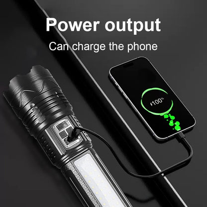 1000000LM Most Powerful LED Flashlight Rechargeable Type-c Flashlight Long Range 6000M Tactical Torch Light For Fishing Hunting