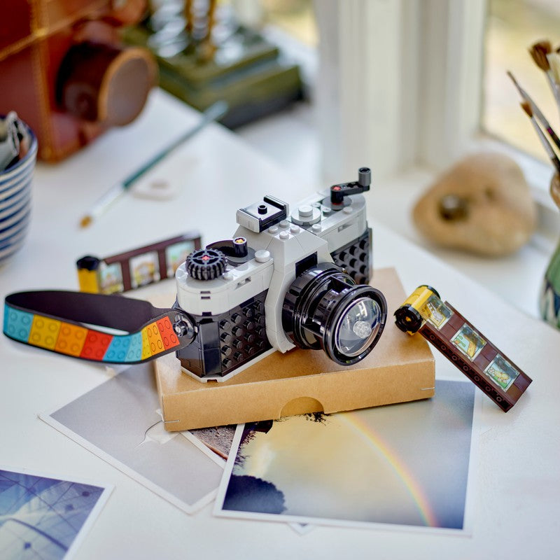 LEGO retro camera 3-in-1 set of miniature building block models for children's birthday gifts, children's collection toy set