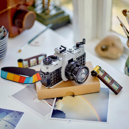 LEGO retro camera 3-in-1 set of miniature building block models for children's birthday gifts, children's collection toy set