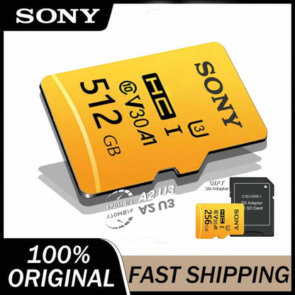 Cartão Micro SD SONY C10 Cartão de Memória Flash TF 512GB 128GB 256GB 64GB Mini Cartão SD TF com Leitor de Cartão para Armazenamento Digital