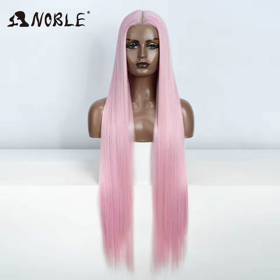 Perucas Noble Cosplay Para Mulheres Negras Perucas Sintéticas Lisas de Renda de 38 Polegadas Peruca Loira Ombre de Renda Peruca Sintética Loira de Renda Cosplay