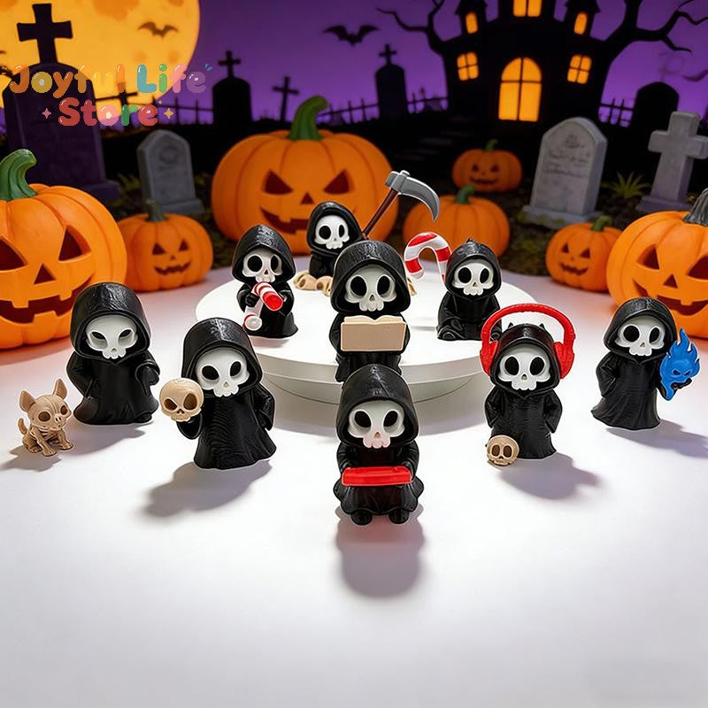 Hot Gothic Grim Reaper Figurines, Cute Skeleton Desk Decor, Skeleton Statue, Spooky Small Halloween Ornament, Halloween Gift