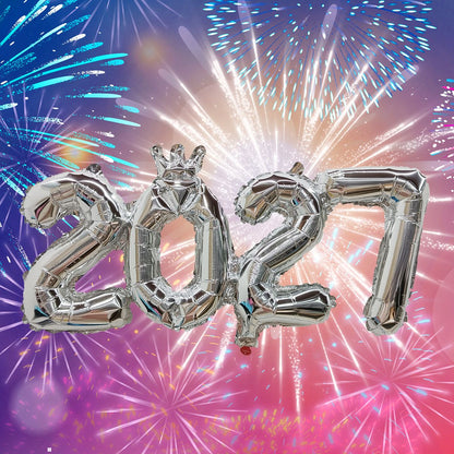 Gold Silver Crown 2027 Number Foil Balloons New Year 2027 Christmas Decorations New Year Party Supplies
