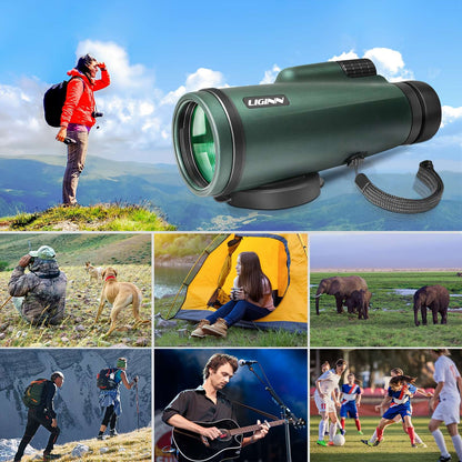 Telescópio Monocular Externo 12x50 BAK4 HD Telescópio Monocular de Viagem para Adultos Telescópio Monocular