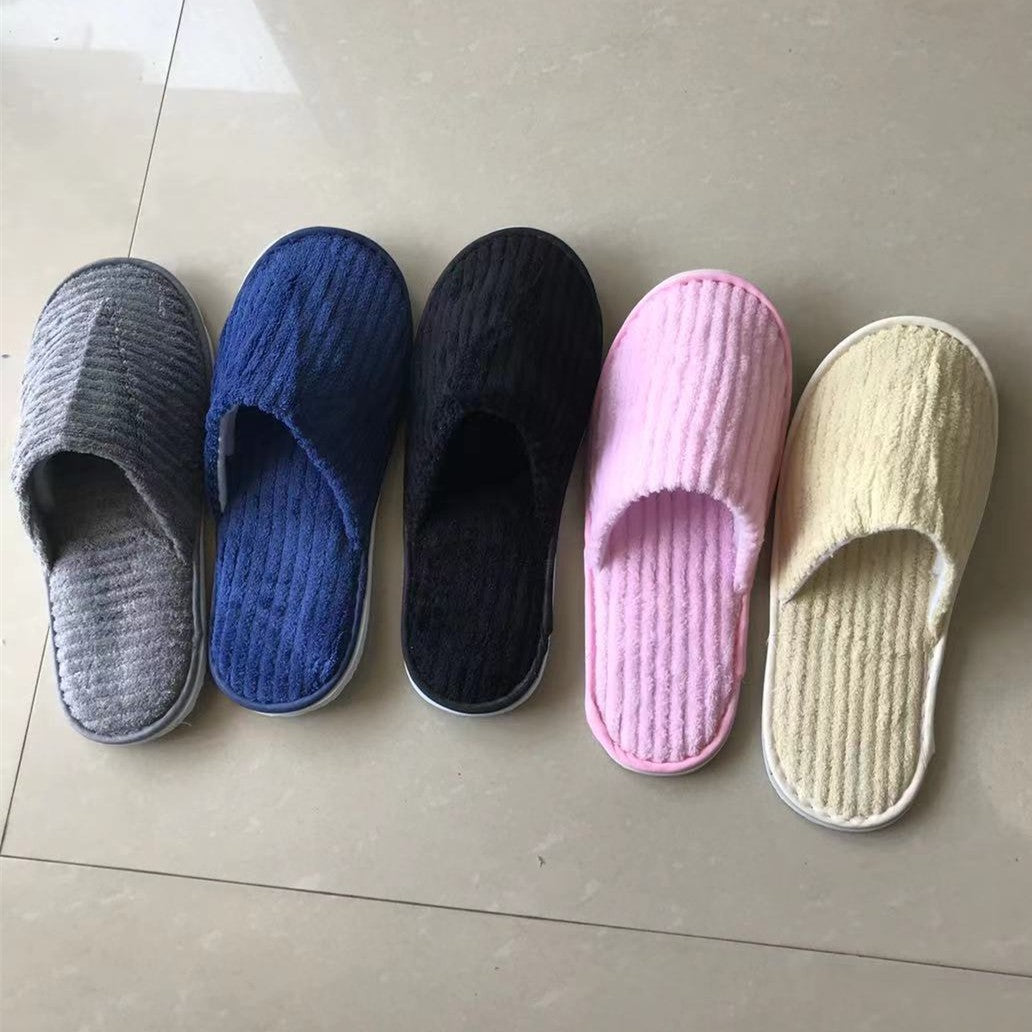 5 Pairs/Lot Mix Colors Men Women Disposable Hotel Slippers Cotton Slides Home Travel SPA Slipper Hospitality Cheap Footwear