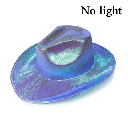 Chapéu de Cowboy LED Sem Fio, Chapéu de Cowboy Luminoso, Chapéu de Cowgirl Rosa para Discoteca, Noivas, Acessórios para Shows, Boates e Festas a Fantasia