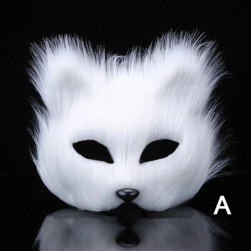 Halloween Fox Shape Half Face Eye Mask Sexy Imitation Cat Hair Animal Mask Christmas Carnival Party Cosplay Costume Props Masque