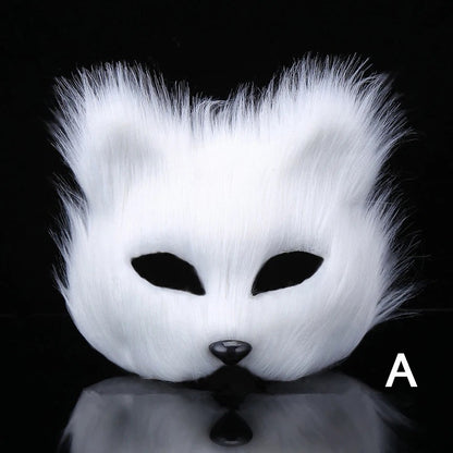 Halloween Fox Shape Half Face Eye Mask Sexy Imitation Cat Hair Animal Mask Christmas Carnival Party Cosplay Costume Props Masque