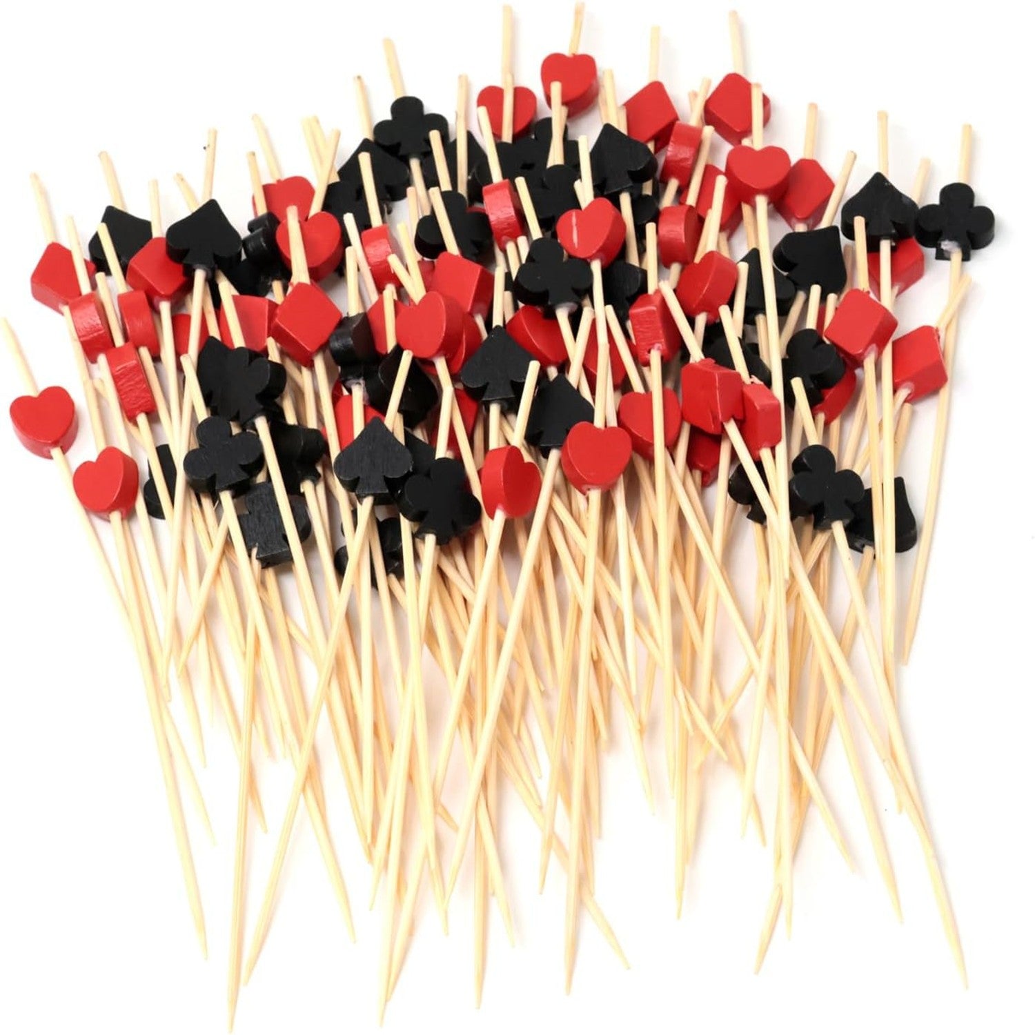 100Pcs Casino Las Vegas Poker Disposable Bamboo Food Picks Playing Card Dessert Fruit Forks for Birthday Wedding Party Decor