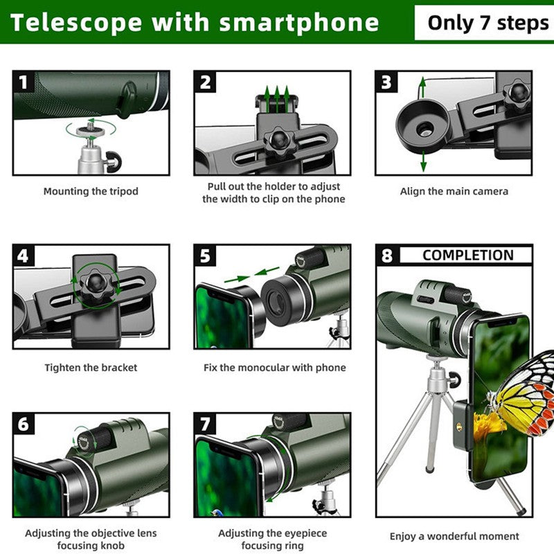 Telescópio Portátil Zoom HD 5000M Dobrável de Longa Distância Mini Potente para Caça Esportes Acampamento ao Ar Livre Viagem