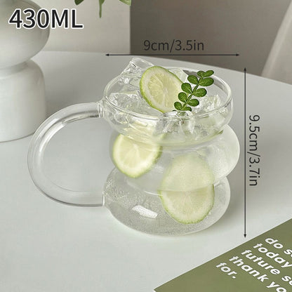 Copo de Vidro INS Copo Térmico Resistente ao Calor Transparente para Suco Leite Café Design Único Copo de Vidro Rosa 3D Copos de Água Utensílios de Bar