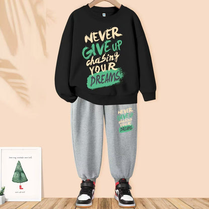 Autumn Baby Girls Clothes Set Kid Boys Letter Printed Sweatshirts Pullover Top And Pants 2 Pieces Suit Children Tracksuits