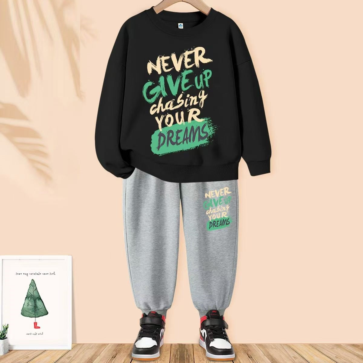 Autumn Baby Girls Clothes Set Kid Boys Letter Printed Sweatshirts Pullover Top And Pants 2 Pieces Suit Children Tracksuits