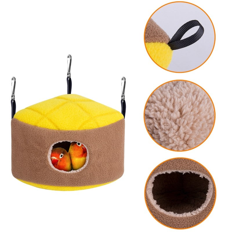 Casa de Inverno Quentinha para Pássaros, Ninho, Cabana Confortável, Rede Suspensa, Acessórios para Gaiola, Esconderijo de Pelúcia para Gerbil, Papagaio Pequeno, Periquito, Calopsita