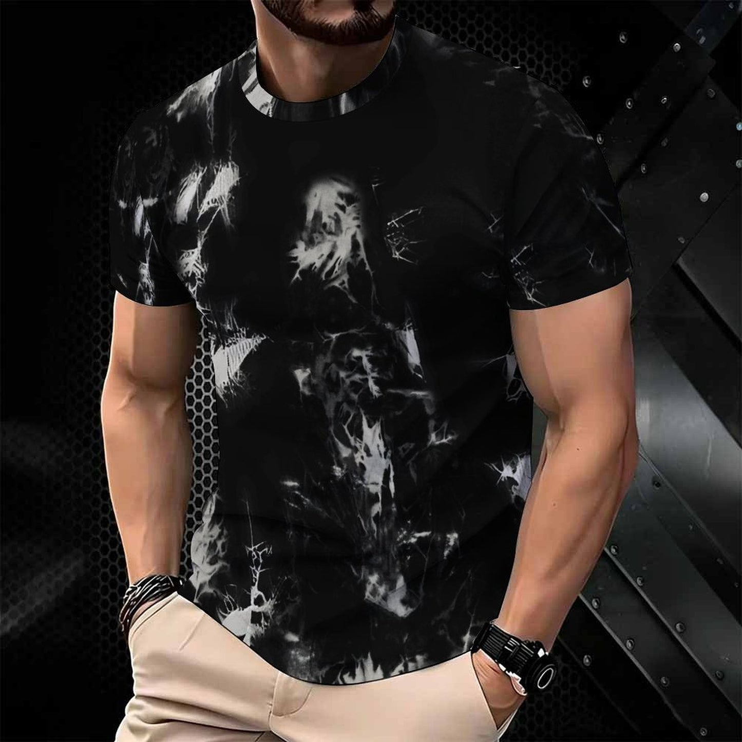 Men Print T Shirt Short Sleeve Crew Neck Casual Summer Fashion Tees Tops For Daily Outdoor Wear