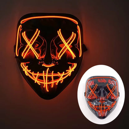 Wireless LED Purge Mask Neon Glow In Dark Scary Grimace Full Face Mask Cosplay Rave Bar Club Masquerade Carnival Party Decor