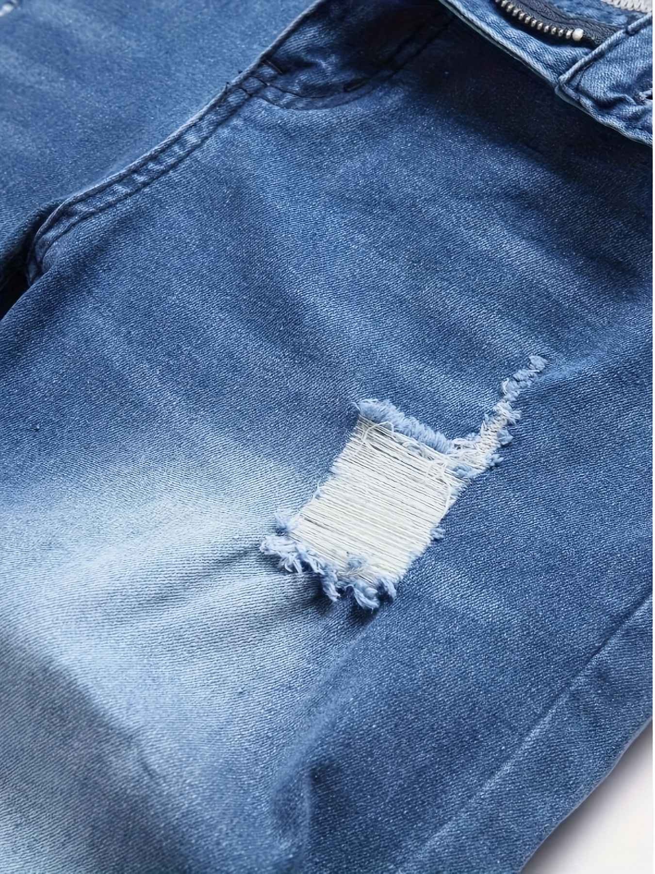 Men's slim fit ripped jeans with street style stretch denim pants