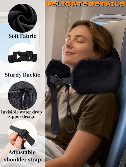 Comfortable Travel Pillow Adjustable U-Shaped Neck Pillow Washable Multi-Functional Fillable Portable Pillow Case for Airplane