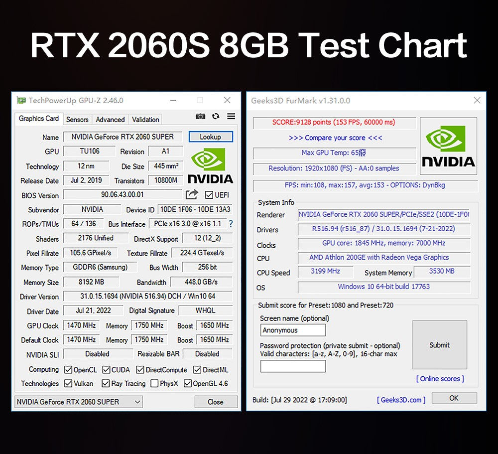 MLLSE RTX 2060 Super 8GB Placa De Vídeo Gaming Graphics Card GDDR6 256Bit 8Pin PCI Express 3.0x16 rtx 2060 super 8gb PC gamer