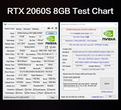 MLLSE RTX 2060 Super 8GB Placa De Vídeo Gaming Graphics Card GDDR6 256Bit 8Pin PCI Express 3.0x16 rtx 2060 super 8gb PC gamer