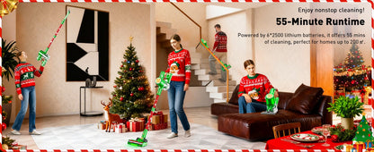 Cordless Vacuum Cleaner, 46Kpa/500W/55Mins Vacuum Cleaners for Home, Self-Standing Rechargeable Vacuum, Christmas Gifts
