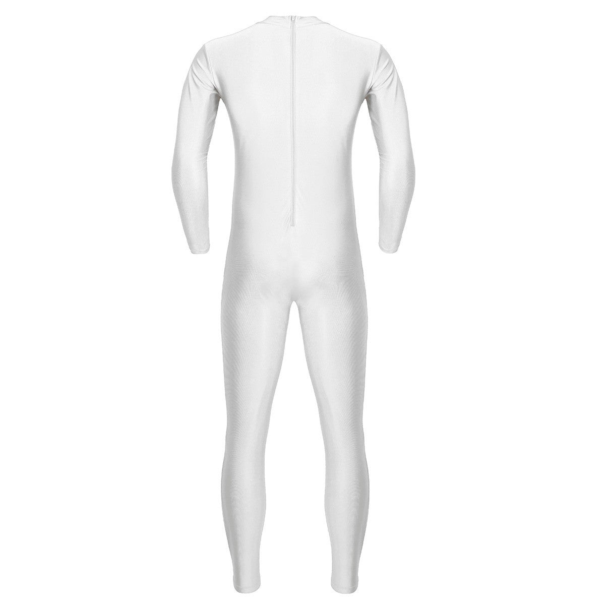 Mens Full Body Spandex Zentai Suit Black Long Sleeve Unitard Adult Zipper Back Footless Ballet Dancewear Bodysuit Costumes