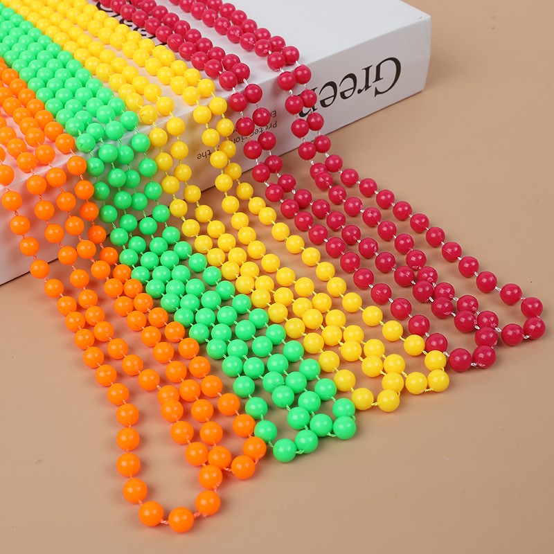 4PCS Connected Beads Necklace Bracelet Set Neon Colorful Beads String Collar Charm Bohemian Fluorescent Choker Birthday Gift